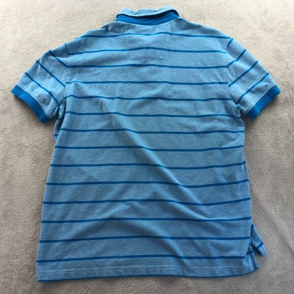 Nautica Mens Polo Shirt Large Striped Short Sleeve Classic Casual Travel Blue - Picture 10 of 10